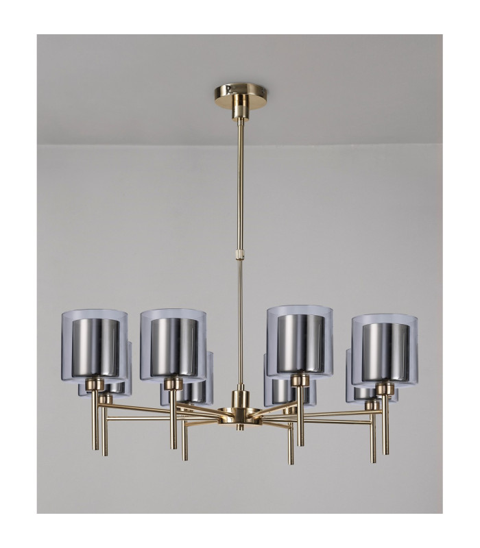 Baldwin 84cm Telescopic/Semi Flush 8 x G9 French Gold/Chrome/Clear Type H Shade-11