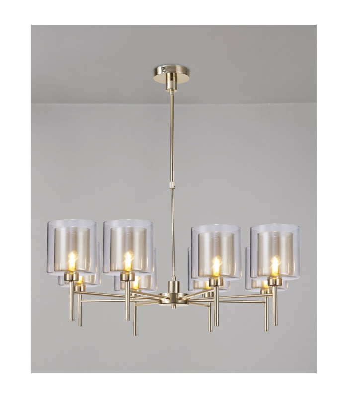 Baldwin 84cm Telescopic/Semi Flush 8 x G9 French Gold/Cognac/Clear Type H Shade-3