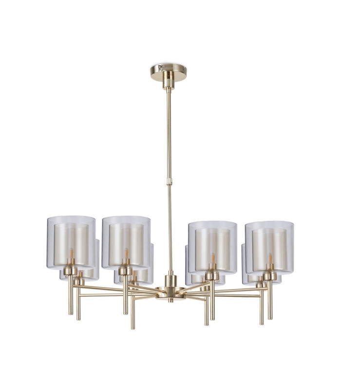 Baldwin 84cm Telescopic/Semi Flush 8 x G9 French Gold/Cognac/Clear Type H Shade-4