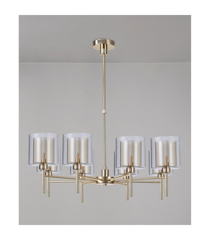 Baldwin 84cm Telescopic/Semi Flush 8 x G9 French Gold/Cognac/Clear Type H Shade-11