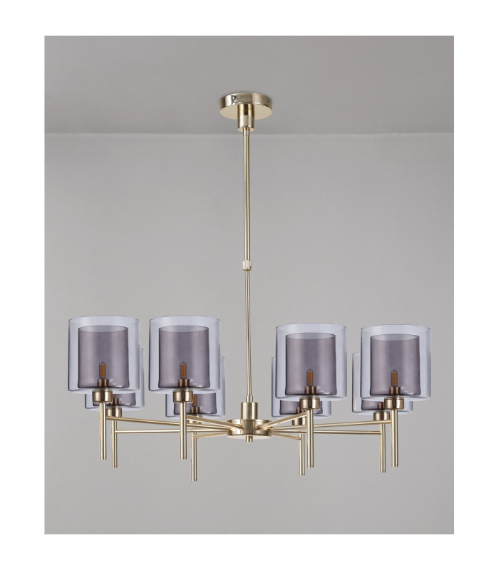 Baldwin 84cm Telescopic/Semi Flush 8 x G9 French Gold/Smoked/Clear Type H Shade-11