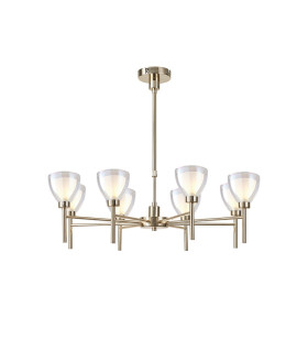 Baldwin 78cm Telescopic/Semi Flush Curved Cone Glass (U) 8 Light G9 French Gold/Iridescent/Opal-1