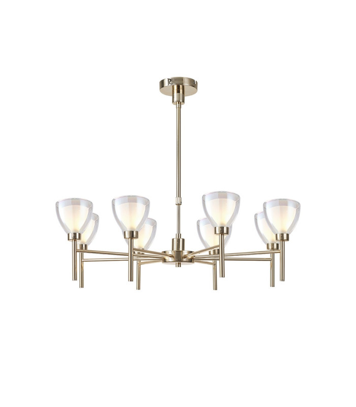 Baldwin 78cm Telescopic/Semi Flush Curved Cone Glass (U) 8 Light G9 French Gold/Iridescent/Opal-1