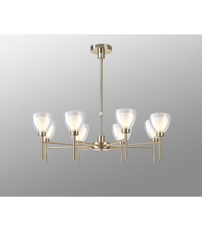 Baldwin 78cm Telescopic/Semi Flush Curved Cone Glass (U) 8 Light G9 French Gold/Iridescent/Opal-3