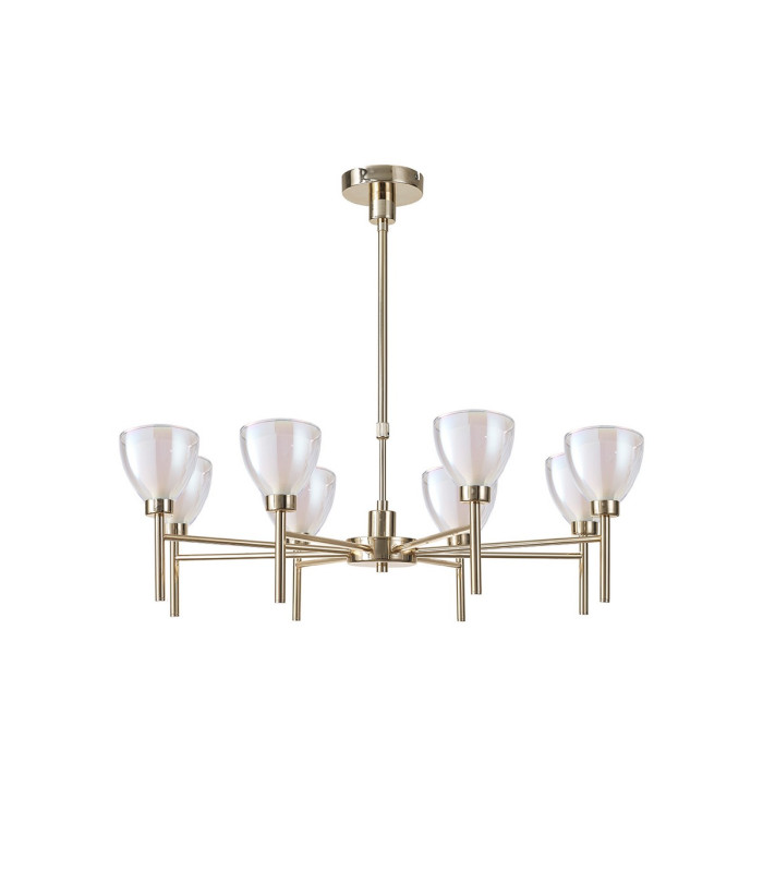 Baldwin 78cm Telescopic/Semi Flush Curved Cone Glass (U) 8 Light G9 French Gold/Iridescent/Opal-4