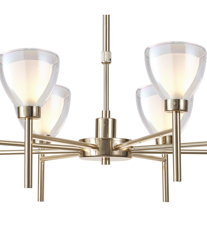 Baldwin 78cm Telescopic/Semi Flush Curved Cone Glass (U) 8 Light G9 French Gold/Iridescent/Opal-6