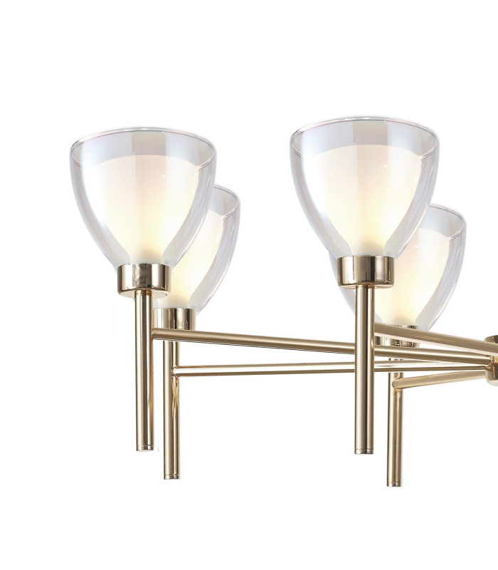 Baldwin 78cm Telescopic/Semi Flush Curved Cone Glass (U) 8 Light G9 French Gold/Iridescent/Opal-7