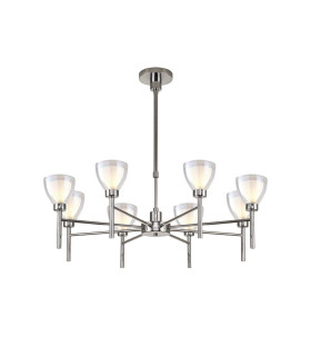 Baldwin 78cm Telescopic/Semi Flush Curved Cone Glass (U) 8 Light G9 Polished Chrome/Iridescent/Opal-1