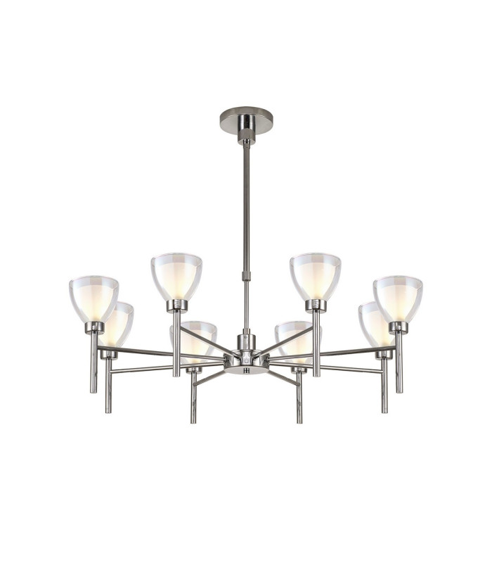 Baldwin 78cm Telescopic/Semi Flush Curved Cone Glass (U) 8 Light G9 Polished Chrome/Iridescent/Opal-1