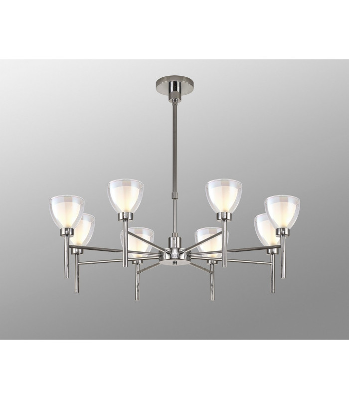 Baldwin 78cm Telescopic/Semi Flush Curved Cone Glass (U) 8 Light G9 Polished Chrome/Iridescent/Opal-3