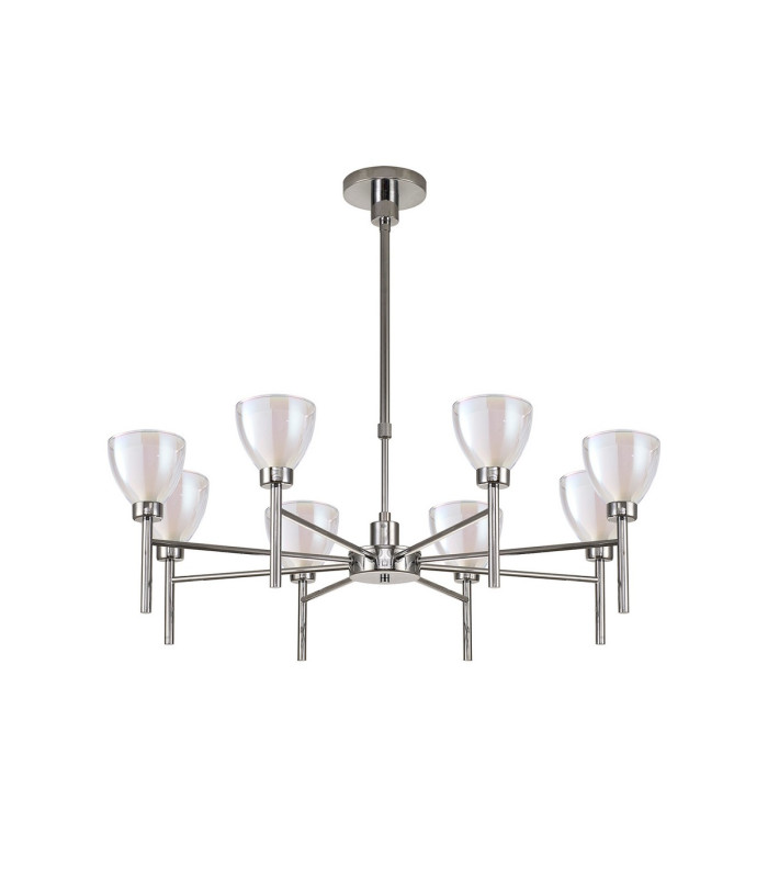 Baldwin 78cm Telescopic/Semi Flush Curved Cone Glass (U) 8 Light G9 Polished Chrome/Iridescent/Opal-4