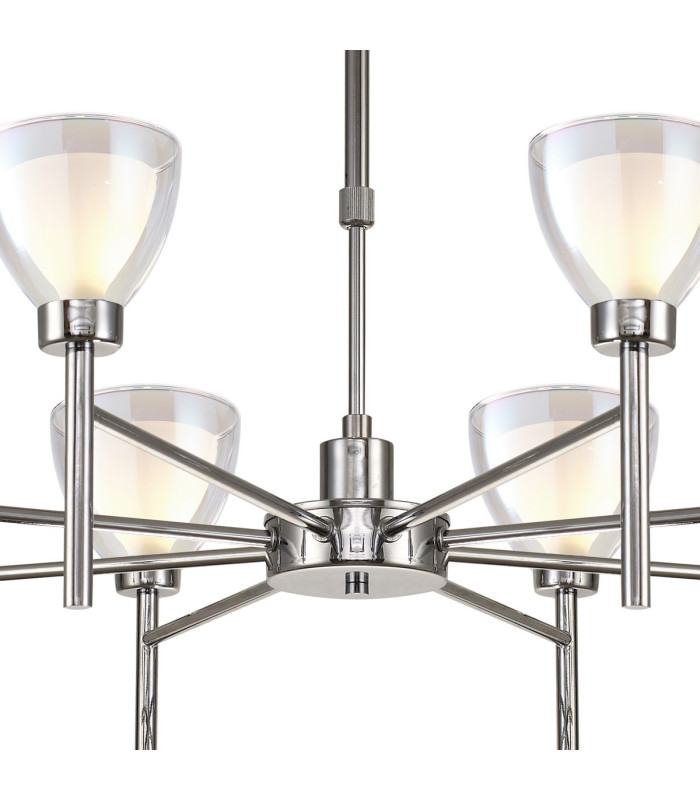 Baldwin 78cm Telescopic/Semi Flush Curved Cone Glass (U) 8 Light G9 Polished Chrome/Iridescent/Opal-6