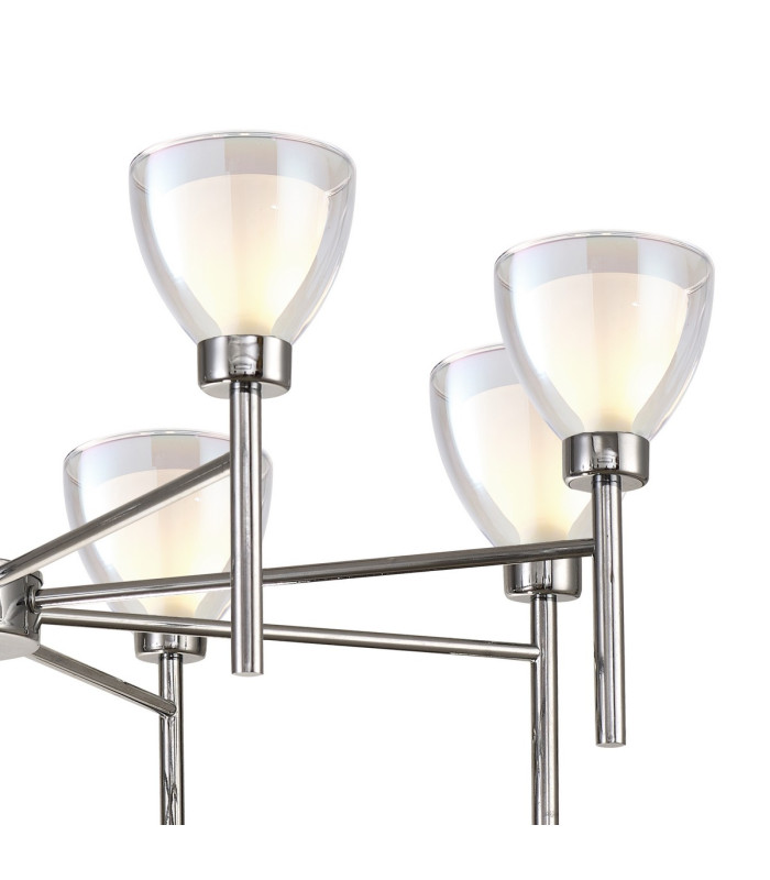 Baldwin 78cm Telescopic/Semi Flush Curved Cone Glass (U) 8 Light G9 Polished Chrome/Iridescent/Opal-7
