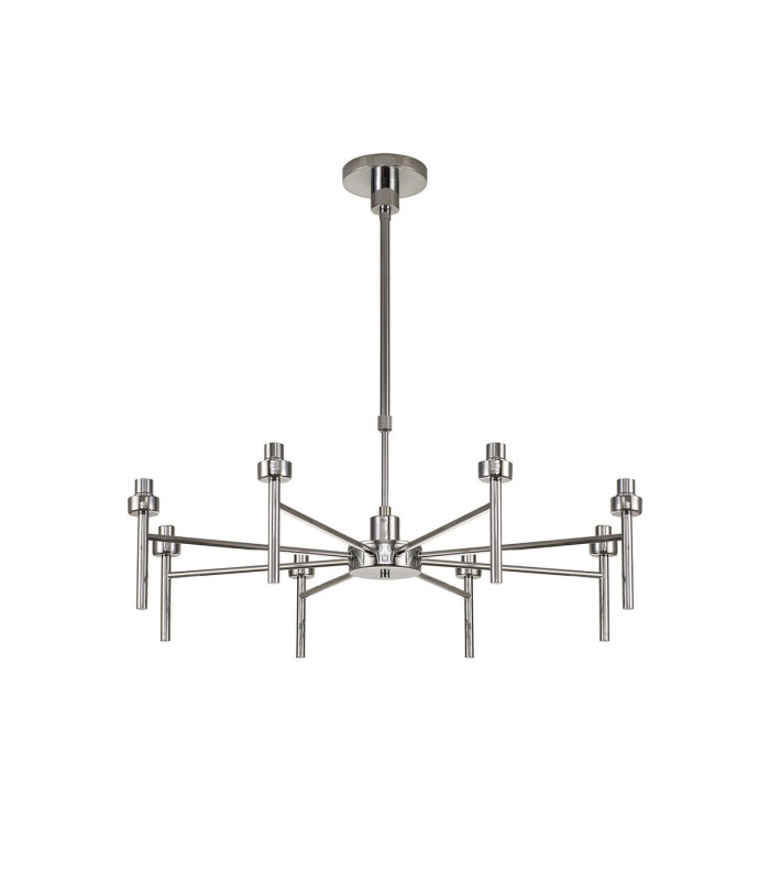 Baldwin 78cm Telescopic/Semi Flush Curved Cone Glass (U) 8 Light G9 Polished Chrome/Iridescent/Opal-8