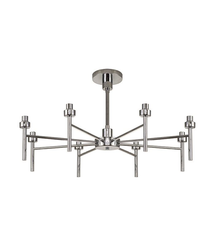 Baldwin 78cm Telescopic/Semi Flush Curved Cone Glass (U) 8 Light G9 Polished Chrome/Iridescent/Opal-9