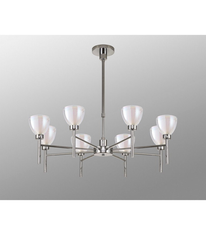 Baldwin 78cm Telescopic/Semi Flush Curved Cone Glass (U) 8 Light G9 Polished Chrome/Iridescent/Opal-14