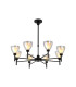 Baldwin 78cm Telescopic Pendant Curved Cone Glass (U) 8 Light G9 Satin Black/Iridescent/Opal-1