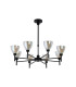 Baldwin 78cm Telescopic Pendant Curved Cone Glass (U) 8 Light G9 Satin Black/Iridescent/Opal-5
