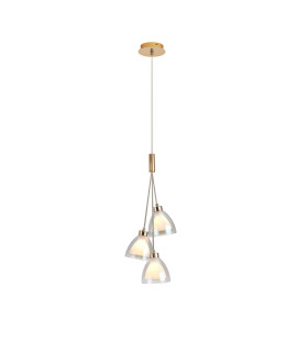 Baldwin 2m 1 Drop Cluster Pendant Curved Cone Glass (U) 3 Light G9 French Gold/Iridescent/Opal-1
