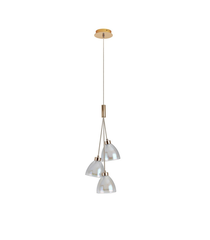 Baldwin 2m 1 Drop Cluster Pendant Curved Cone Glass (U) 3 Light G9 French Gold/Iridescent/Opal-4