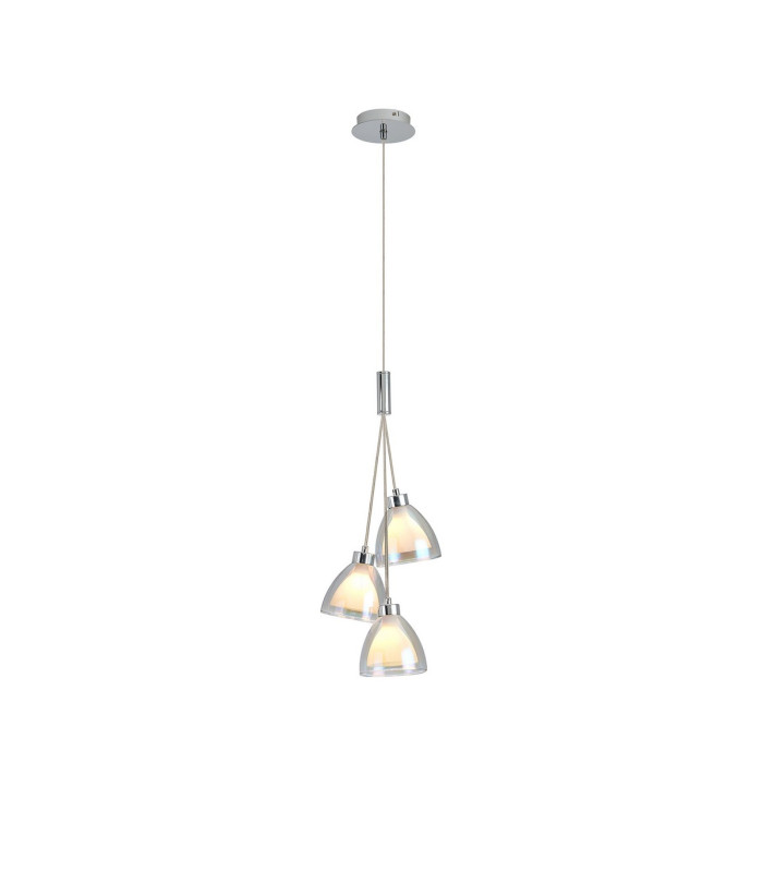 Baldwin 2m 1 Drop Cluster Pendant Curved Cone Glass (U) 3 Light G9 Polished Chrome/Iridescent/Opal-1