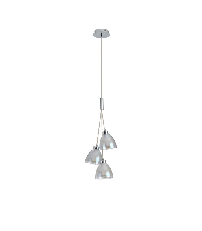 Baldwin 2m 1 Drop Cluster Pendant Curved Cone Glass (U) 3 Light G9 Polished Chrome/Iridescent/Opal-6