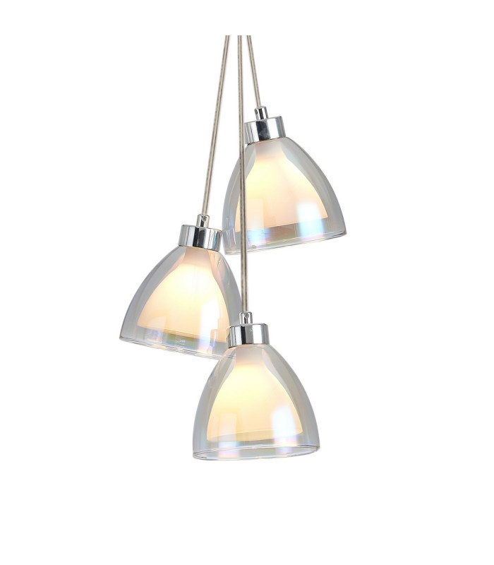 Baldwin 2m 1 Drop Cluster Pendant Curved Cone Glass (U) 3 Light G9 Polished Chrome/Iridescent/Opal-8