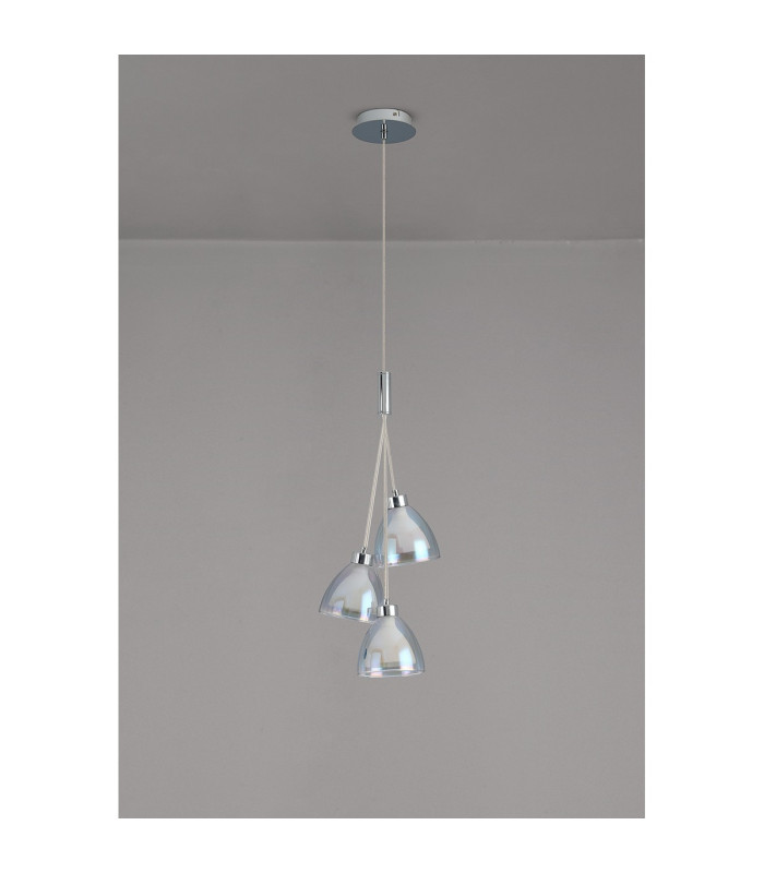 Baldwin 2m 1 Drop Cluster Pendant Curved Cone Glass (U) 3 Light G9 Polished Chrome/Iridescent/Opal-13