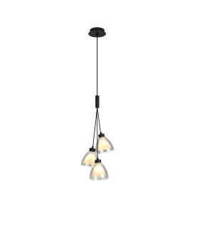 Baldwin 2m 1 Drop Cluster Pendant Curved Cone Glass (U) 3 Light G9 Satin Black/Iridescent/Opal-1