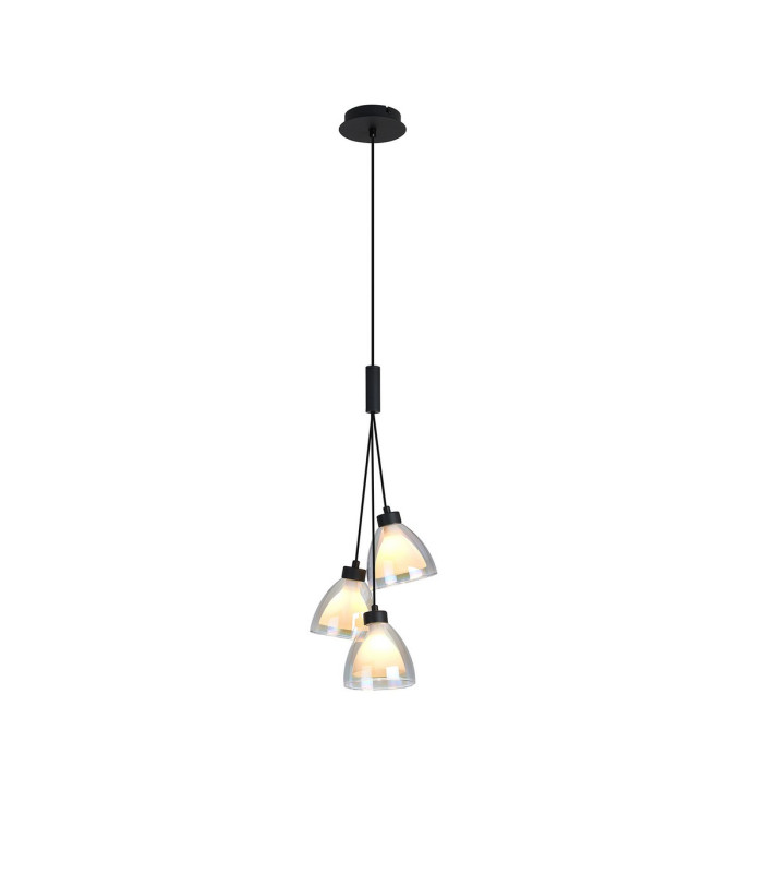 Baldwin 2m 1 Drop Cluster Pendant Curved Cone Glass (U) 3 Light G9 Satin Black/Iridescent/Opal-1