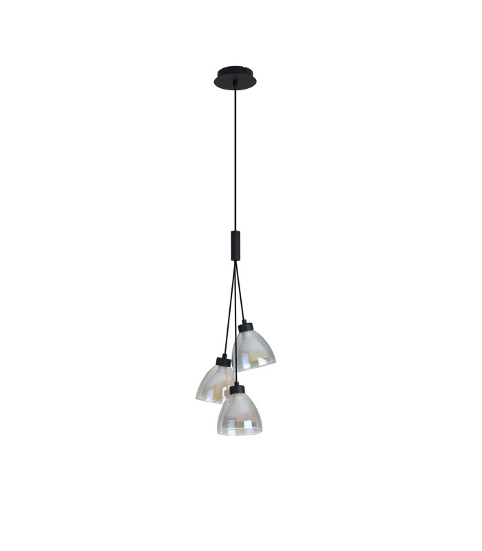 Baldwin 2m 1 Drop Cluster Pendant Curved Cone Glass (U) 3 Light G9 Satin Black/Iridescent/Opal-5