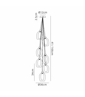 Baldwin 36cm Cluster Pendant 1.5m 7 x G9 Polished Chrome/Smoke/Frosted Type D Shade-2