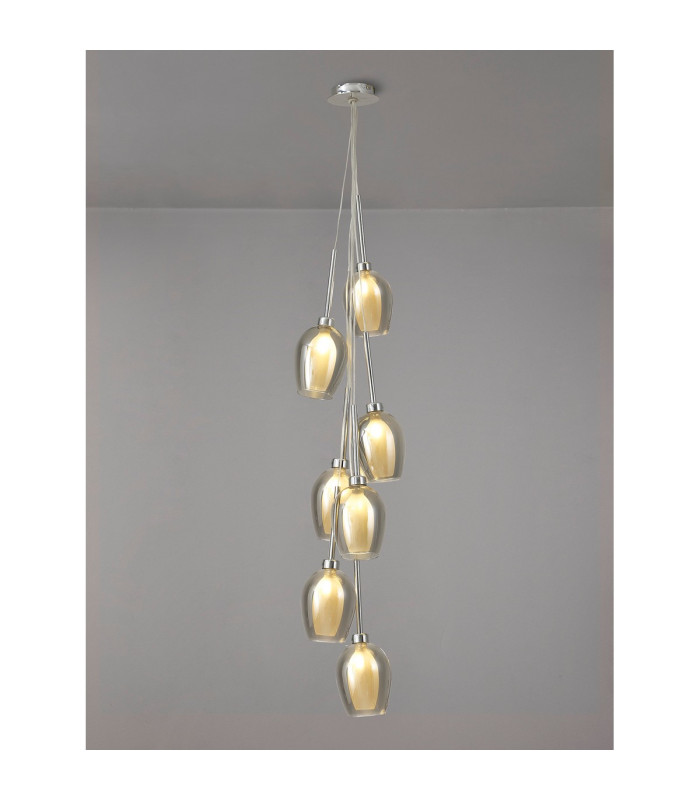 Baldwin 36cm Cluster Pendant 1.5m 7 x G9 Polished Chrome/Smoke/Frosted Type D Shade-3