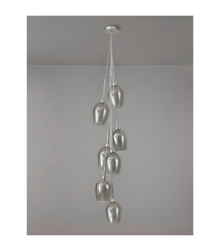 Baldwin 36cm Cluster Pendant 1.5m 7 x G9 Polished Chrome/Smoke/Frosted Type D Shade-11