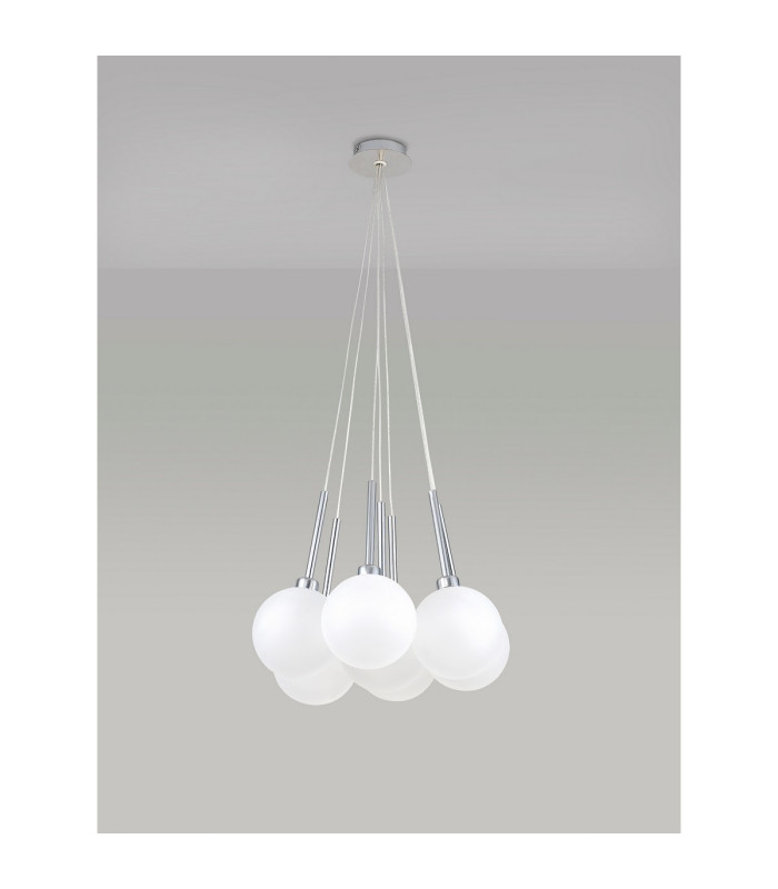 Baldwin 42cm Cluster Pendant 1.5m 7 x G9 Polished Chrome/Frosted Type G Shade-11