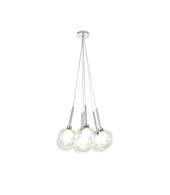 Baldwin 42cm Cluster Pendant 1.5m 7 x G9 Polished Chrome/Clear/Frosted Type G Shade-1