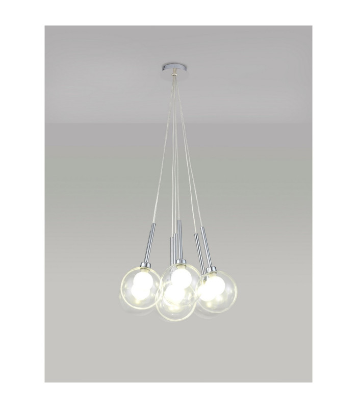 Baldwin 42cm Cluster Pendant 1.5m 7 x G9 Polished Chrome/Clear/Frosted Type G Shade-3