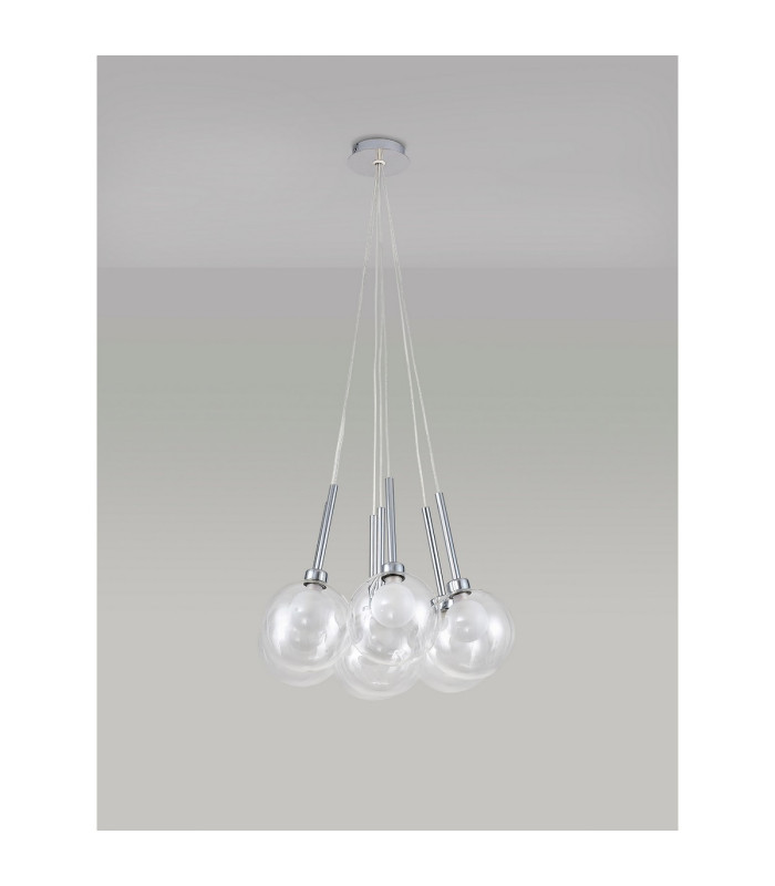 Baldwin 42cm Cluster Pendant 1.5m 7 x G9 Polished Chrome/Clear/Frosted Type G Shade-11