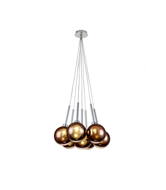 Baldwin 42cm Cluster Pendant 1.5m 7 x G9 Polished Chrome/Copper/Frosted Type G Shade-1