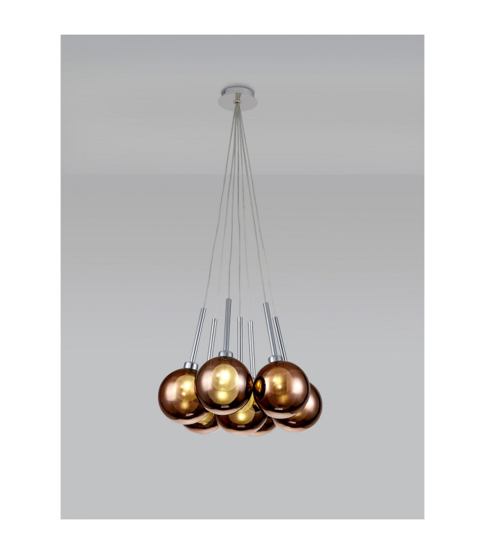 Baldwin 42cm Cluster Pendant 1.5m 7 x G9 Polished Chrome/Copper/Frosted Type G Shade-3