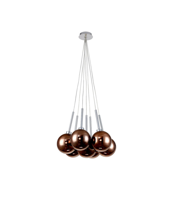 Baldwin 42cm Cluster Pendant 1.5m 7 x G9 Polished Chrome/Copper/Frosted Type G Shade-5