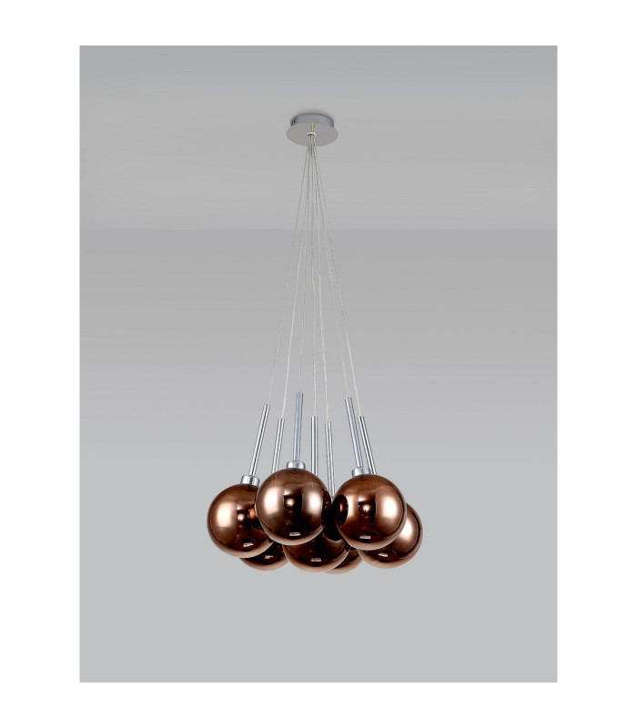 Baldwin 42cm Cluster Pendant 1.5m 7 x G9 Polished Chrome/Copper/Frosted Type G Shade-12