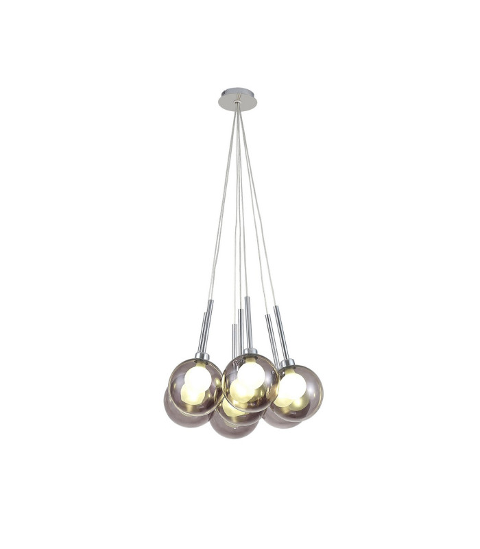 Baldwin 42cm Cluster Pendant 1.5m 7 x G9 Polished Chrome/Smoked/Frosted Type G Shade-1