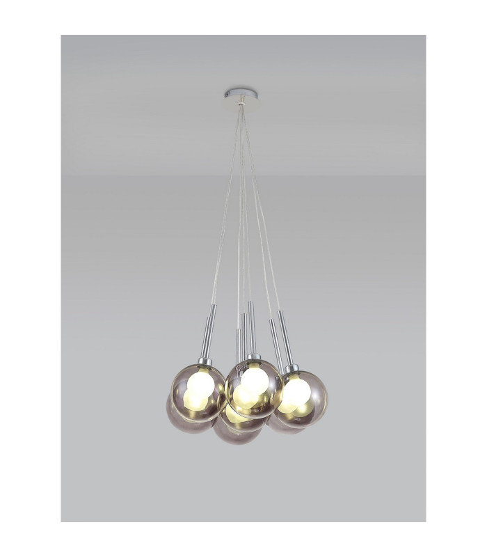 Baldwin 42cm Cluster Pendant 1.5m 7 x G9 Polished Chrome/Smoked/Frosted Type G Shade-3