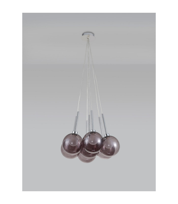 Baldwin 42cm Cluster Pendant 1.5m 7 x G9 Polished Chrome/Smoked/Frosted Type G Shade-12