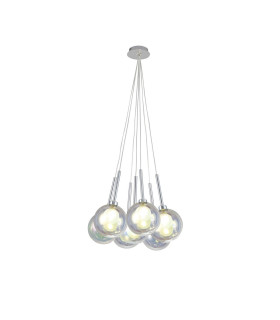 Baldwin 42cm Cluster Pendant 1.5m 7 x G9 Polished Chrome/Iridescent/Frosted Type G Shade-1