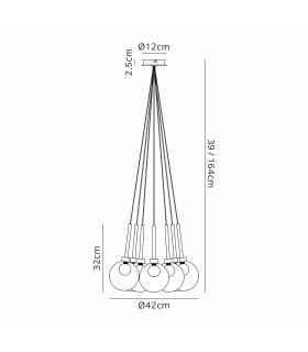 Baldwin 42cm Cluster Pendant 1.5m 7 x G9 Polished Chrome/Iridescent/Frosted Type G Shade-2
