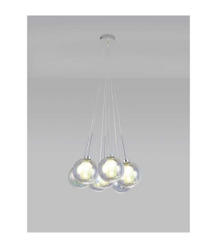 Baldwin 42cm Cluster Pendant 1.5m 7 x G9 Polished Chrome/Iridescent/Frosted Type G Shade-3