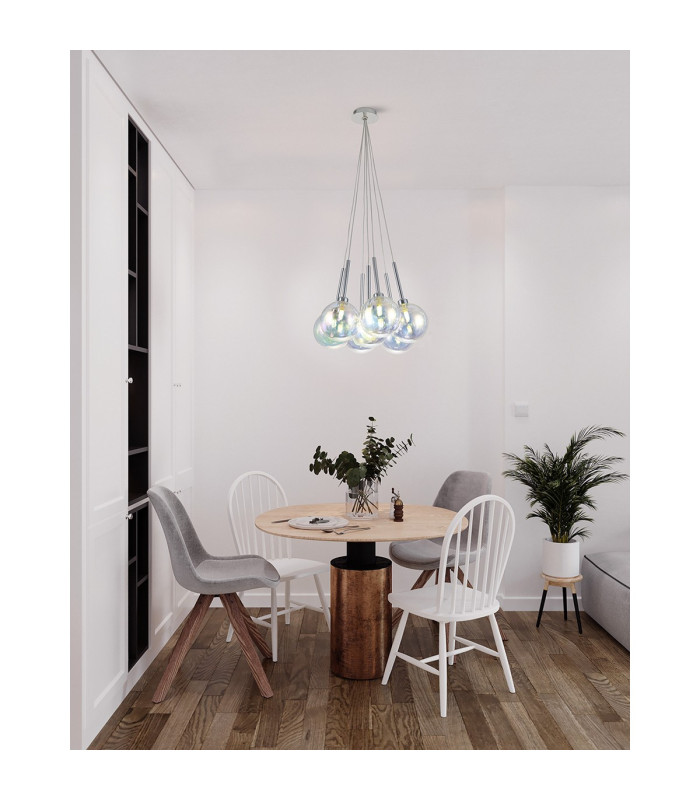 Baldwin 42cm Cluster Pendant 1.5m 7 x G9 Polished Chrome/Iridescent/Frosted Type G Shade-4