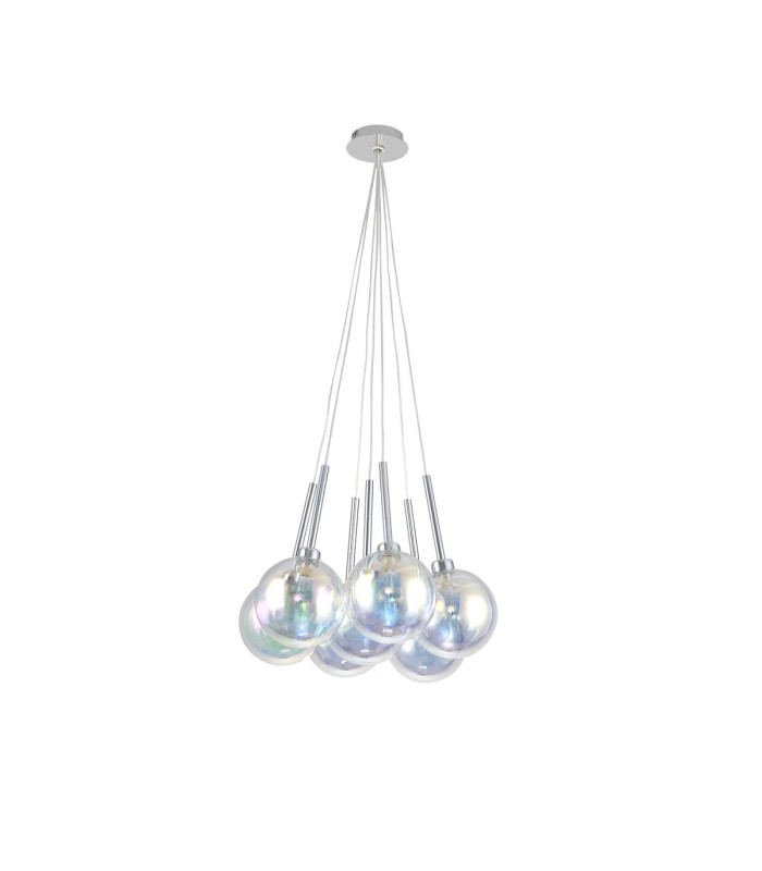 Baldwin 42cm Cluster Pendant 1.5m 7 x G9 Polished Chrome/Iridescent/Frosted Type G Shade-5